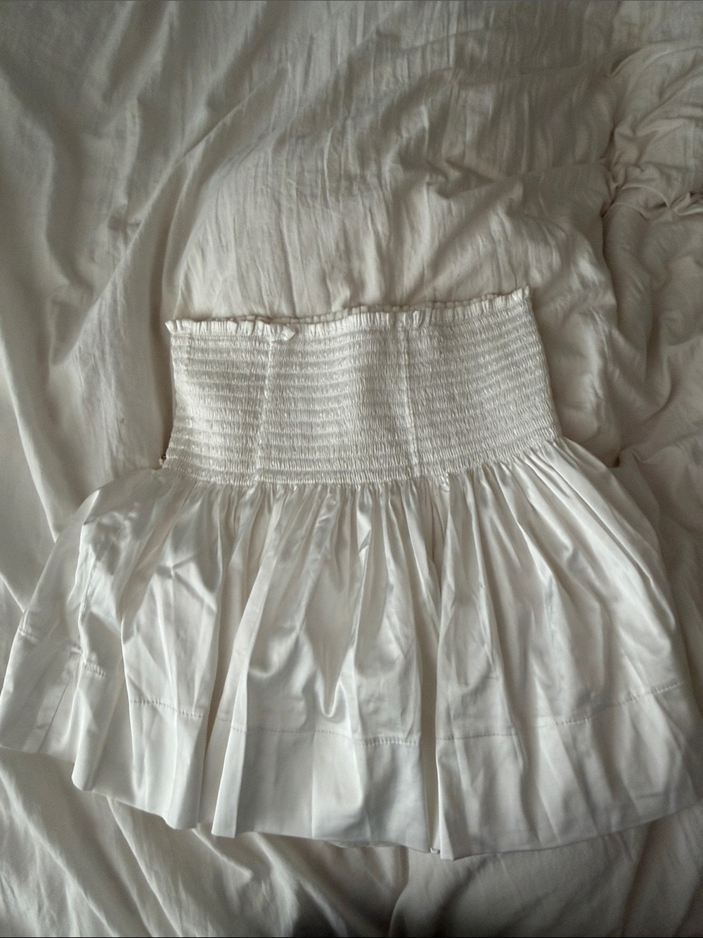 NATURAL LIFE White Smocked Waist Tiered Skater Skirt